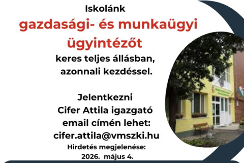 Állás gazdasági és munkaügyi ügyintéző 2026 0504