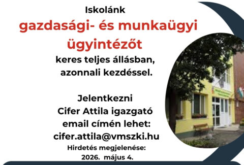 Állás gazdasági és munkaügyi ügyintéző 2026 0504