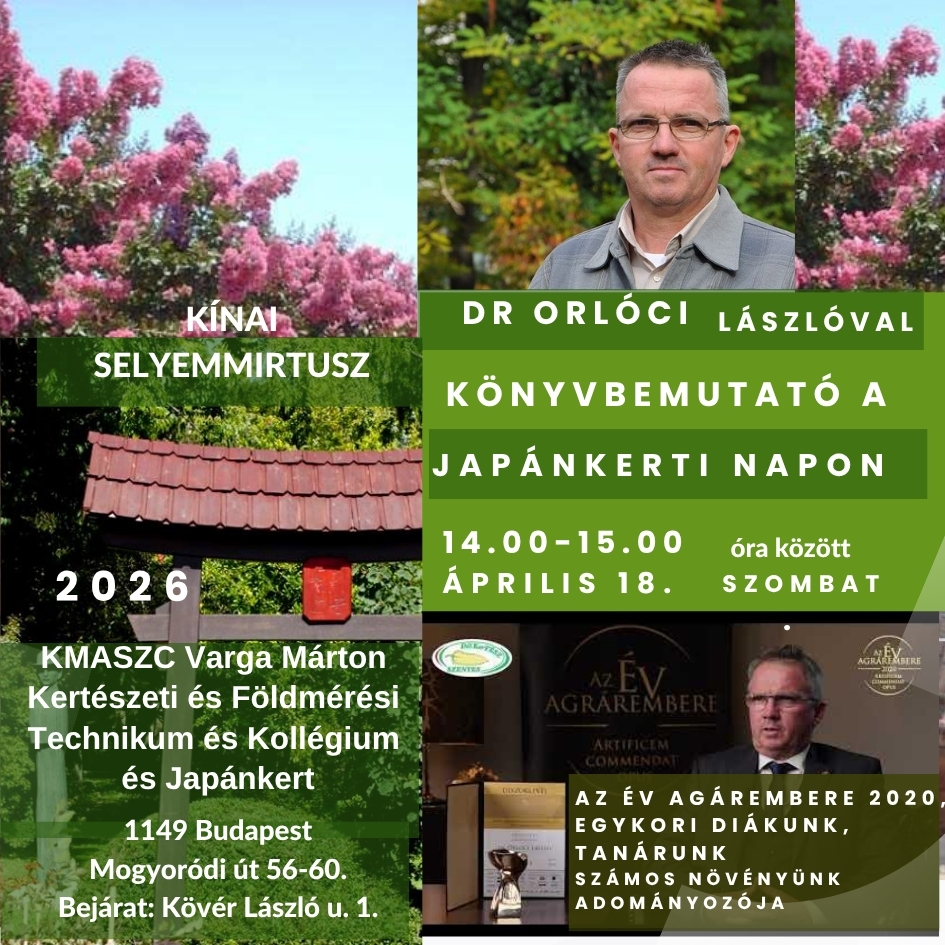 Dr orlóczi lászló könyvbemutató selyemmirtuszról japánkerti nap 2026