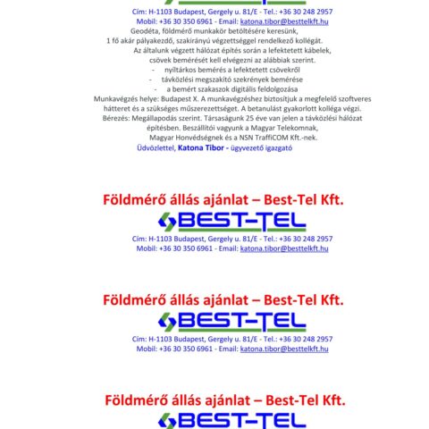 Földmérő állás ajánlat Best Tel insta