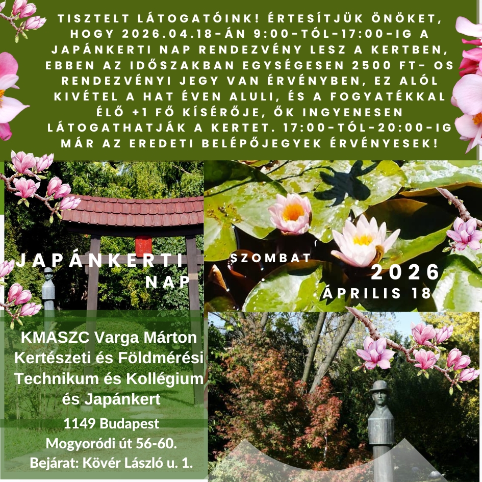 Japánkerti nap 2026 nyitvatartás