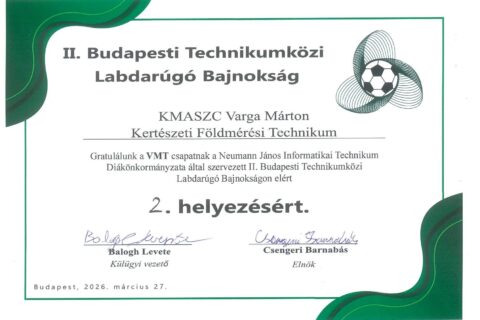 Labdarúgó bajnokság 2 dik hely 2026