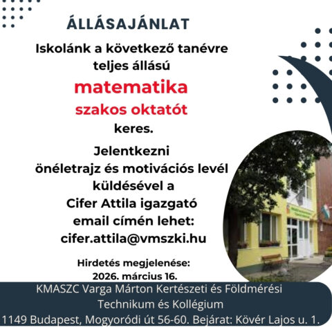 Matematika oktató állásajánlat