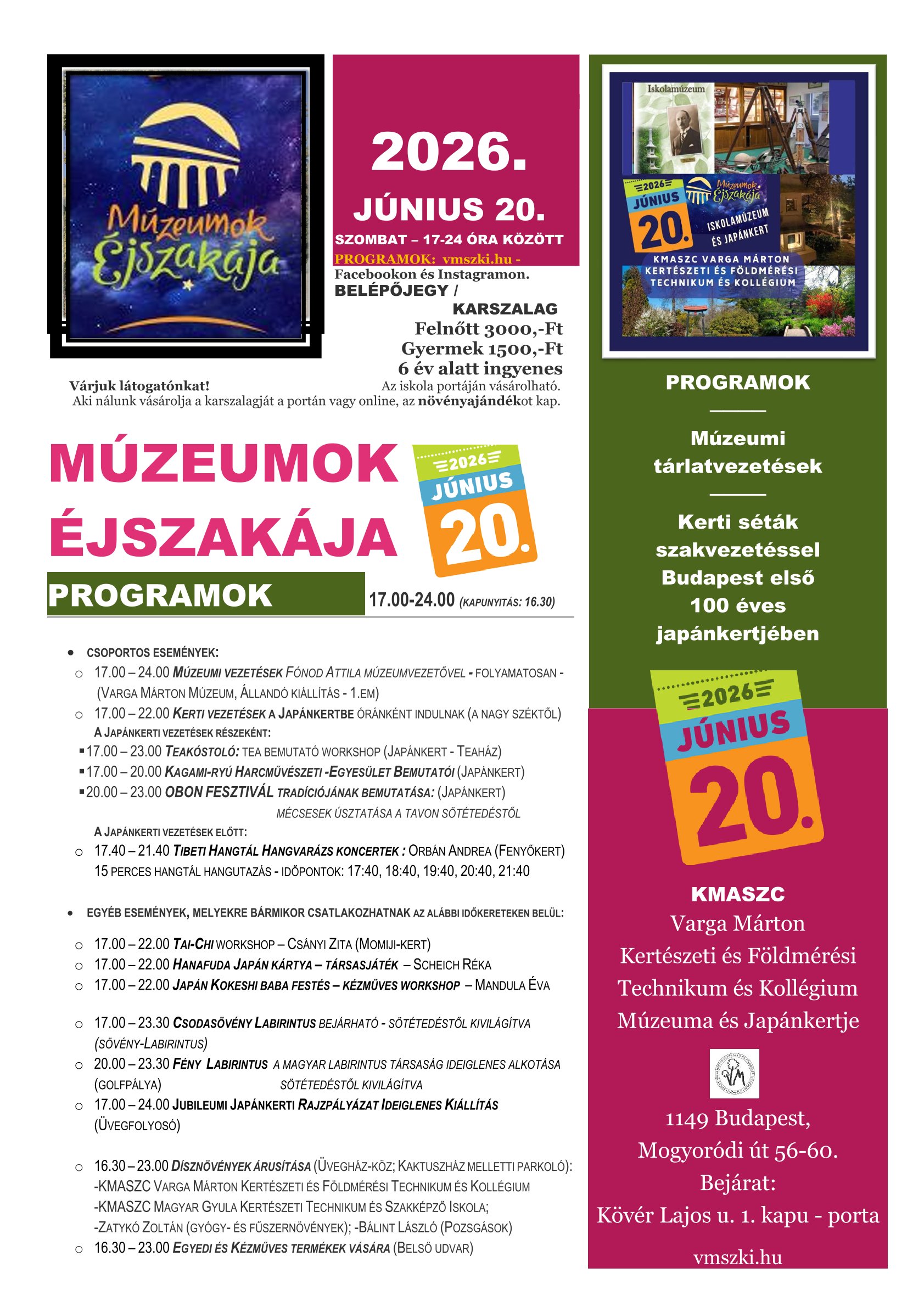 PlakÁt programok múzeumok Éjszakája 2026 kép