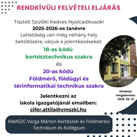 Rendkívüli felvételi 2025